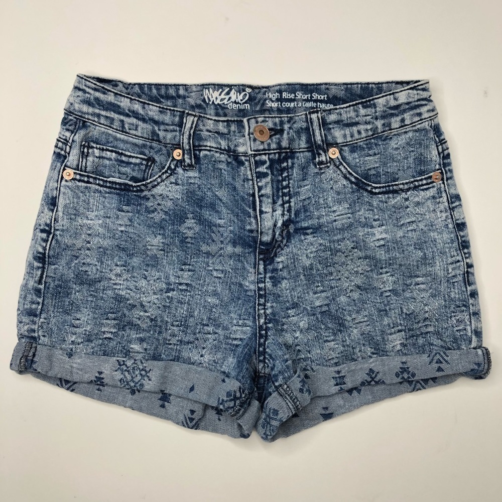MOSSIMO Boho Mom Jeans Style Soft 80s Acid Wash Arrow High Rise Cuff Jean Shorts